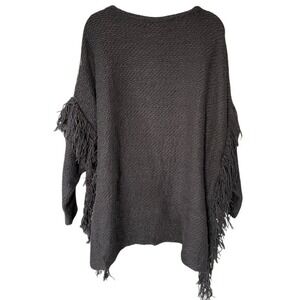 Lauren Ralph Lauren Charcoal Fringe Poncho